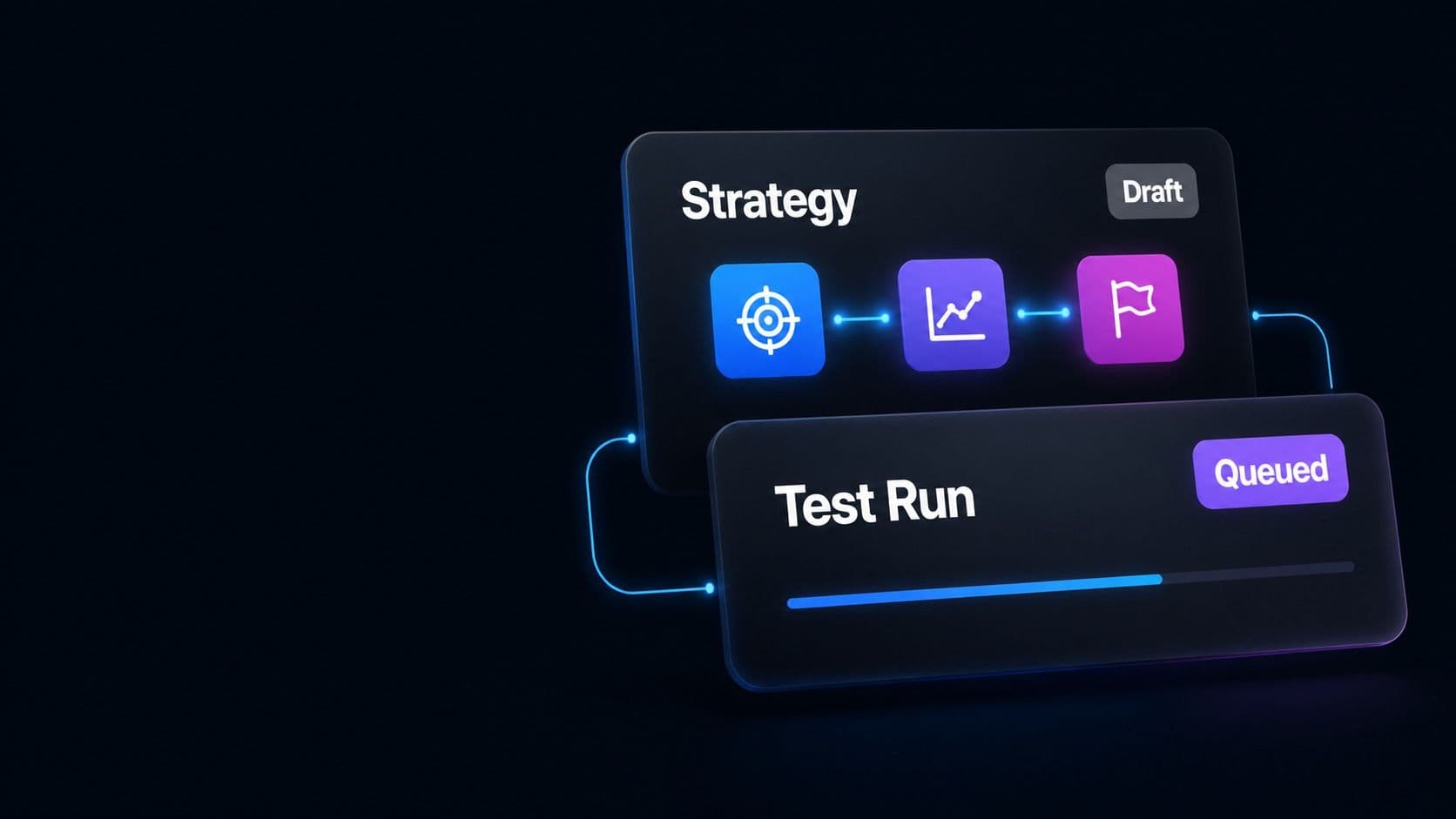 A three-stage strategy in draft beside its queued test run